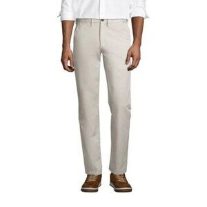 NWOT Lands' End Men's 42 Soft Putty Slim Fit Straight Chino Pants* Raw hem*